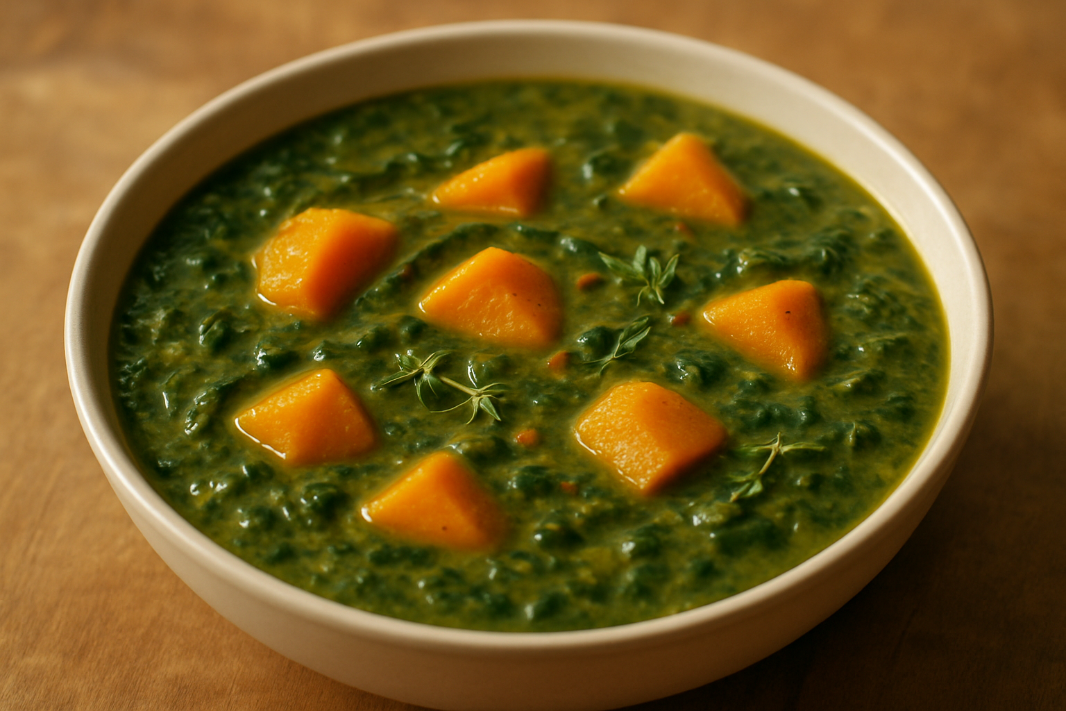 Callaloo & sweet potato soup