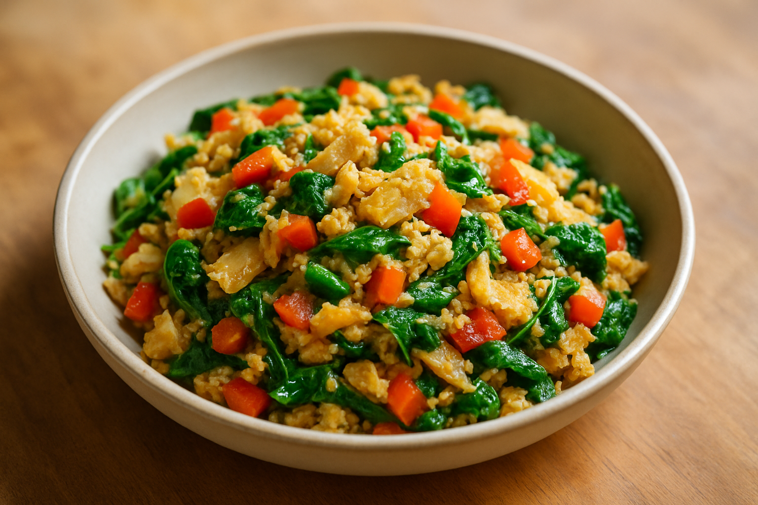 Saltfish & spinach scramble, lighter salt