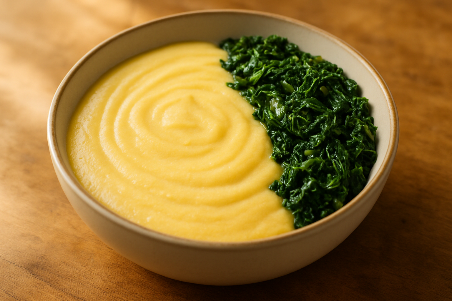 Cornmeal Porridge with Callaloo