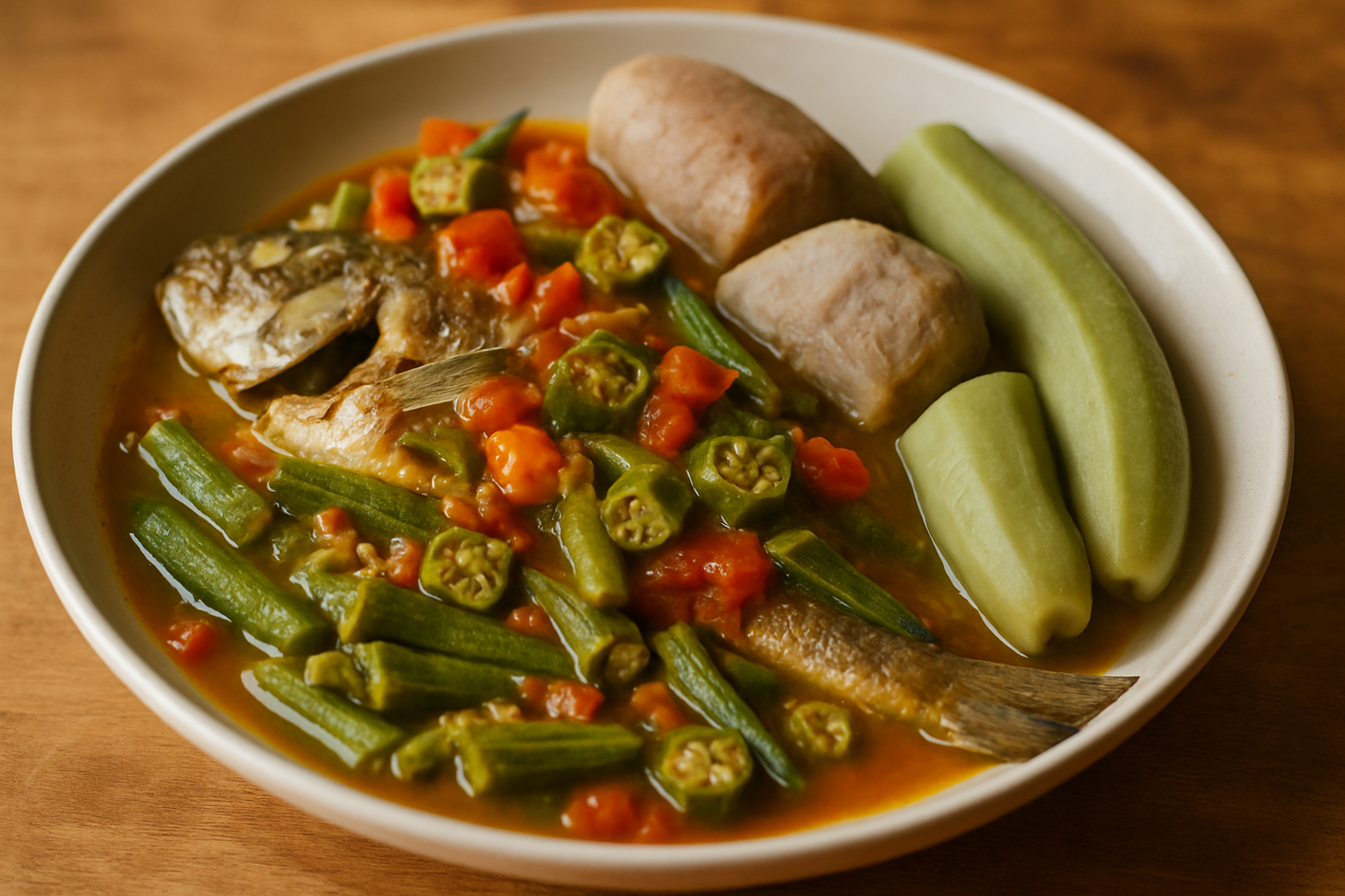Steamed Fish with Okra & Provisions